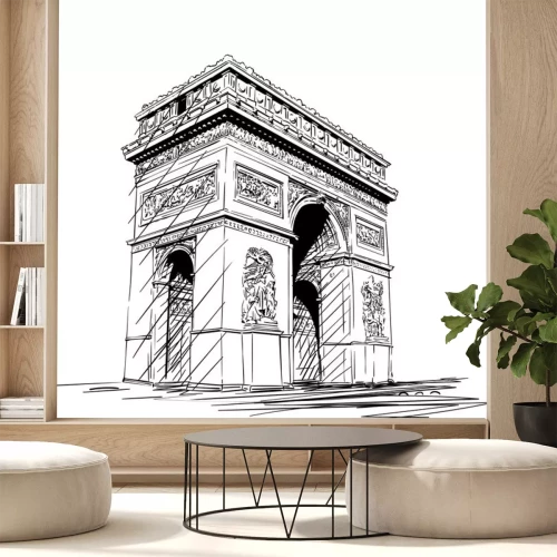 Sticker Sketch of Arc de Triomphe in Paris, France, Hand drawn illustration isolated