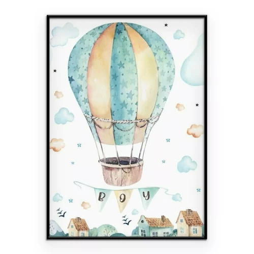 Poster Fliegender Ballon für ein Jungenzimmer