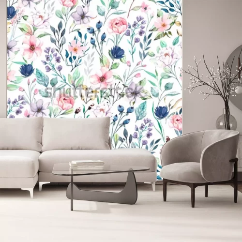 Sticker Blumen auf einem romantischen Muster