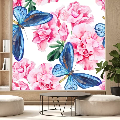 Sticker Mit Farbe bemalte Blumen und Schmetterlinge