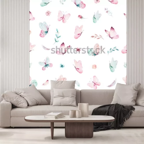 Sticker Kleine Schmetterlinge auf weißem Hintergrund