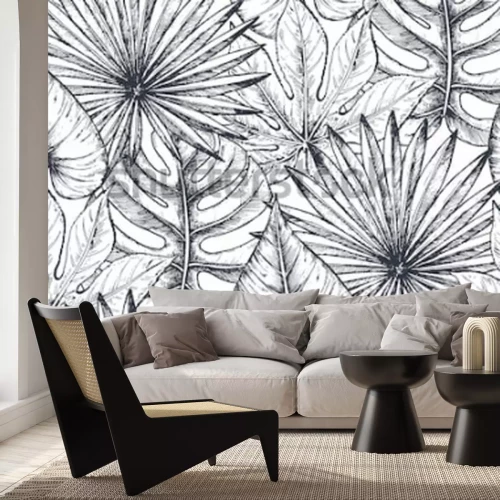 Fototapete Natur schwarz-weiß gezeichnet
