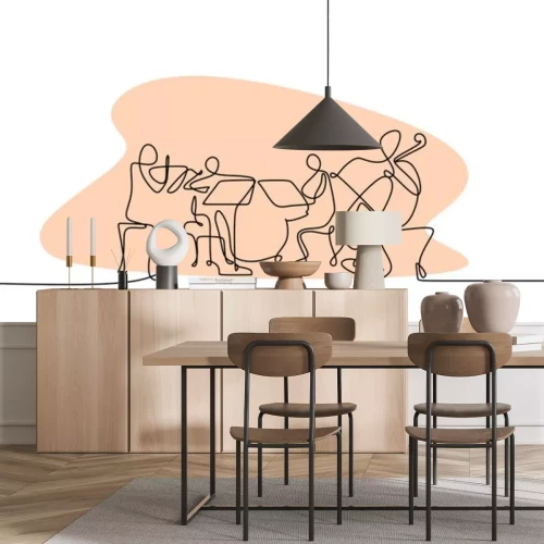 Sticker Klassische Musik Streichquartett mit Linien gemalt