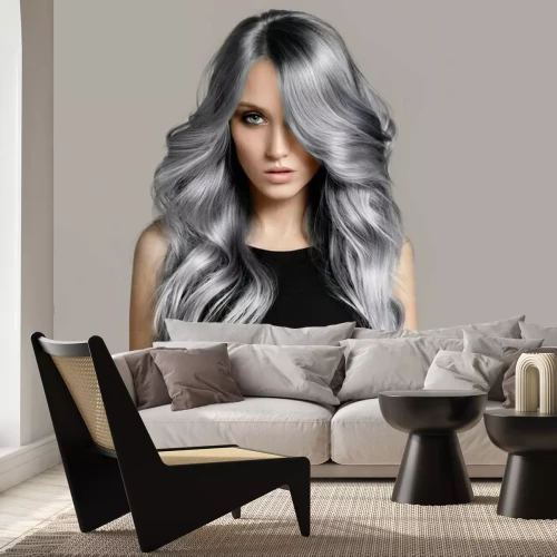 Fototapete Frau mit aschblondem Haar