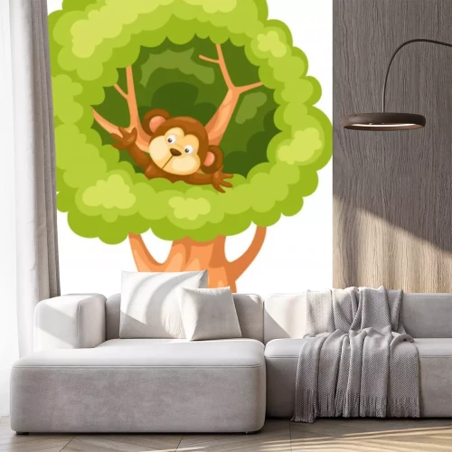 Sticker Cartoon Affe auf dem Baum