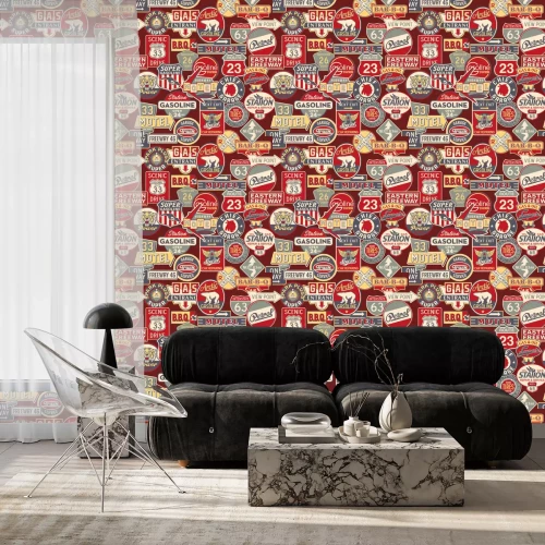 Tapete Werbe-und Verkehrsschilder - Vektor nahtlose Muster