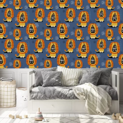 Tapete Brüllendes Löwenbabymuster