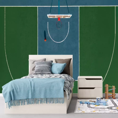 Fototapete Grüner Basketballplatz