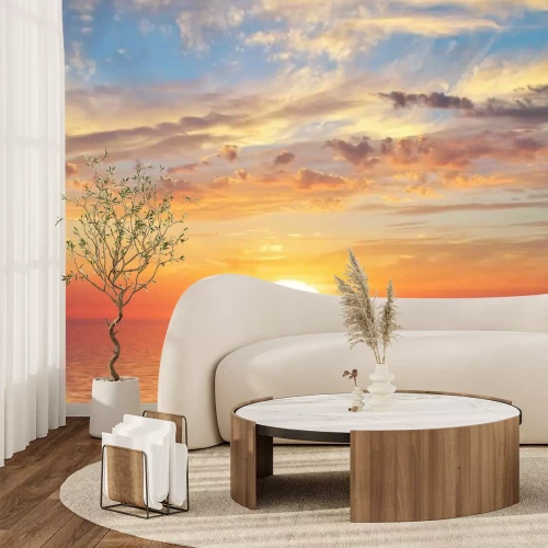 Fototapete Sonnenaufgang vor Himmel und Meer