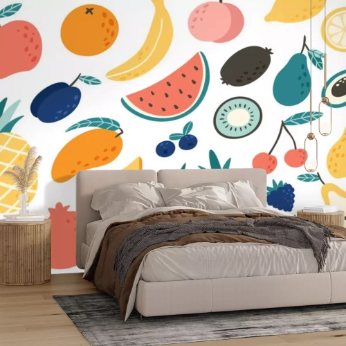 Sticker Minimalistische Grafik mit verschiedenen Obstsorten