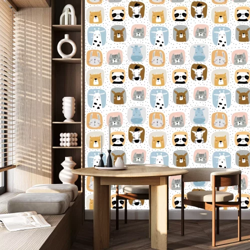 Tapete Porträts von wilden Tieren im skandinavischen Stil