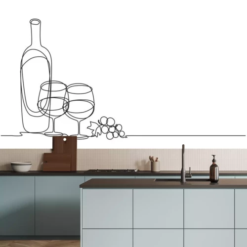 Sticker Wein in Flasche und zwei Gläser Grafik