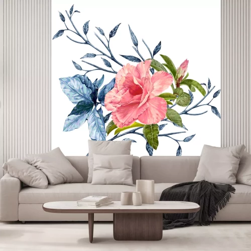 Sticker Vintage Blumen mit blauen Blättern