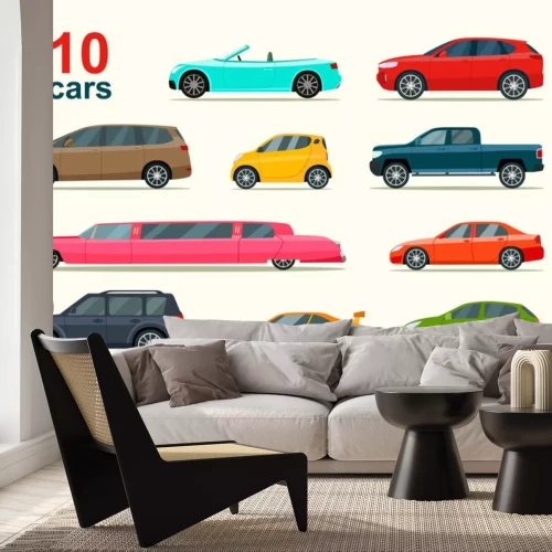 Sticker Zehn Autos in verschiedenen Formen und Farben