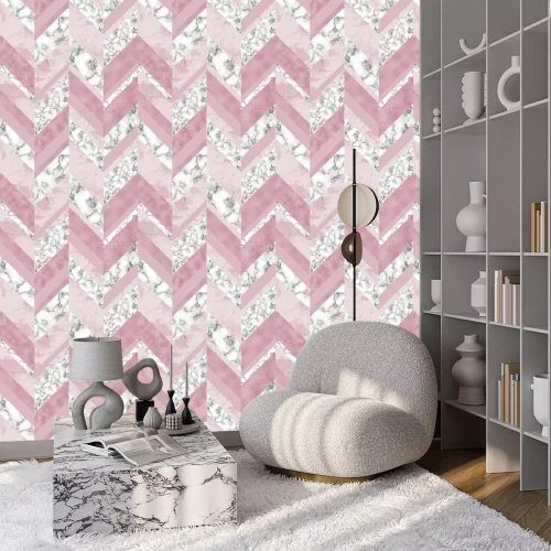 Tapete Rosa Marmor mit Grau