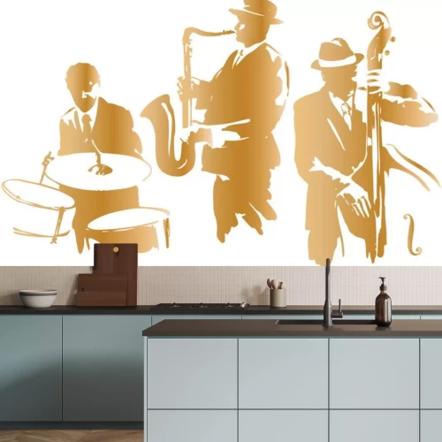 Sticker Jazz-Trio weiß-braune Grafik