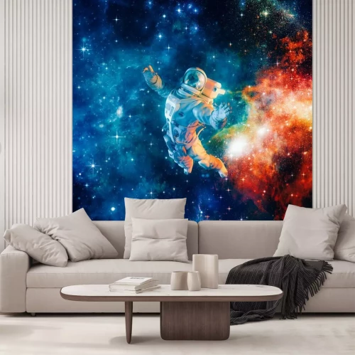 Sticker Astronaut im Weltraum bunte Grafik