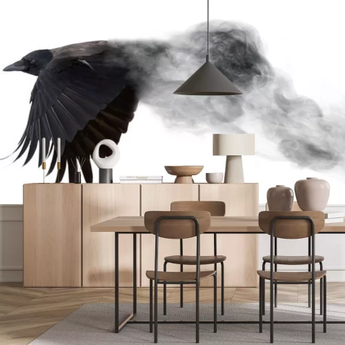 Sticker Fliegender Vogel, der sich in Rauch auflöst