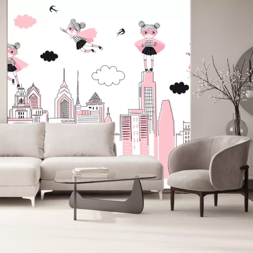 Sticker Superheld in der Stadt