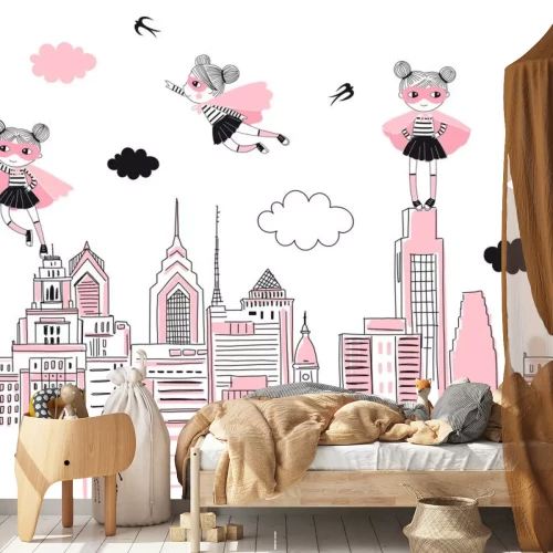 Sticker Superheld in der Stadt