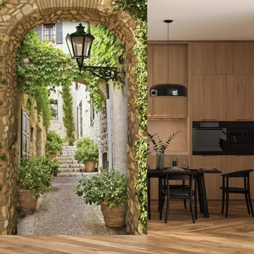 Fototapete  Mit Efeu bewachsene Allee