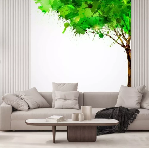 Sticker Grüne abstrakten Baum bildet durch Blots