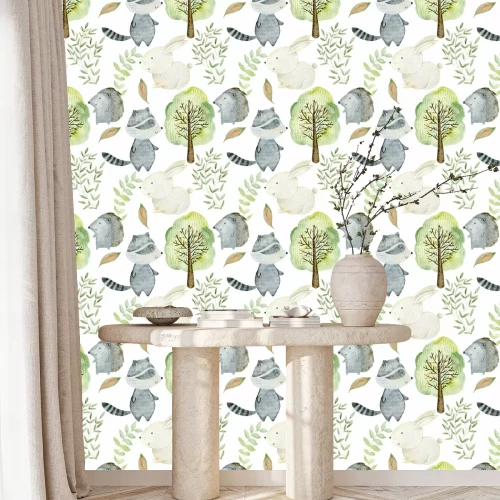 Tapete Aquarellwaldmuster