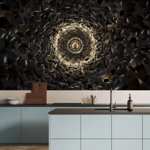 Fototapete Geometrischer dunkler Tunnel