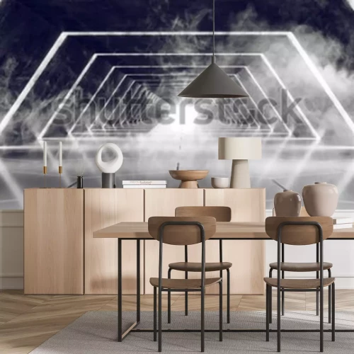 Fototapete Rauchiger futuristischer Tunnel