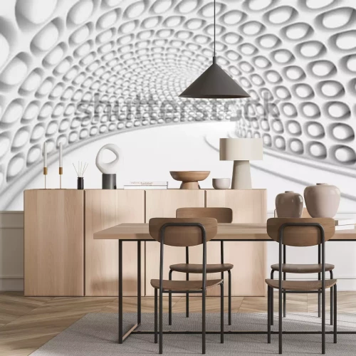Fototapete Abstrakter weißer Tunnel mit 3D-Effekt