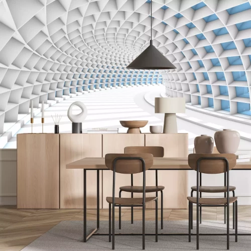 Fototapete Blau-weißer moderner Tunnel