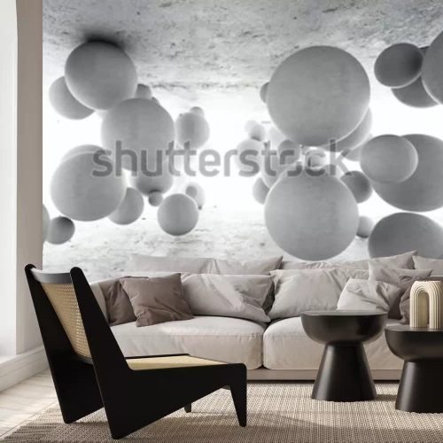 Fototapete Graue Kugeln bilden ein geometrisches Muster mit 3D-Effekt