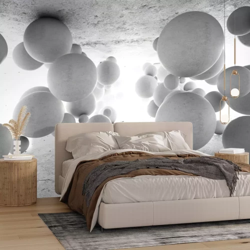 Fototapete Graue Kugeln bilden ein geometrisches Muster mit 3D-Effekt