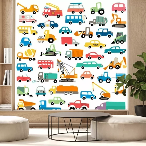 Sticker Bunte Zeichnungen verschiedener Fahrzeugtypen