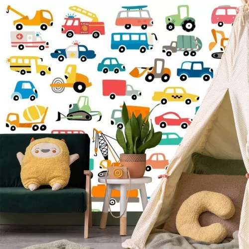 Sticker Bunte Zeichnungen verschiedener Fahrzeugtypen