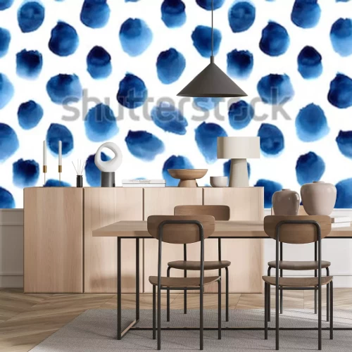 Sticker Muster der handgemalten aquarellblauen Tupfen