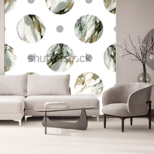 Sticker Abstrakter geometrischer Hintergrund. Aquarellierte Marmormalerei. Aquarellkreismuster. Räder mit marmorierten, körnigen Papierstrukturen in Wasserfarbe. Handgemalte Illustration