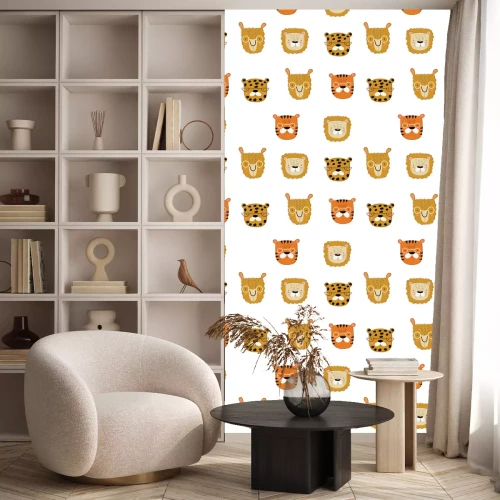 Tapete Niedliche Safaritiere auf weißem Hintergrund