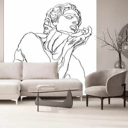 Sticker One line drawing sketch greek sculpture.Modern single line art, aesthetic contour. Perfect for home decor such as posters, wall art, tote bag, t-shirt print, sticker