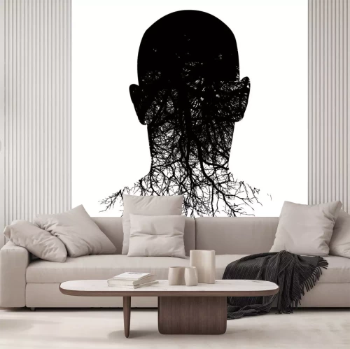 Sticker Bäume, die den Umriss eines Männerkopfes darstellen