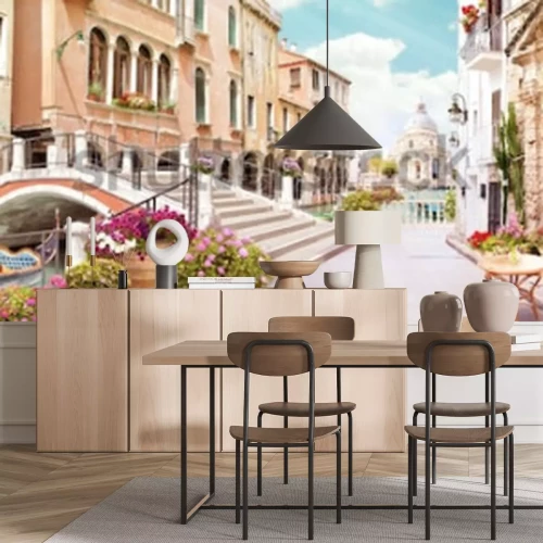 Fototapete Malerische Gasse am Kanal