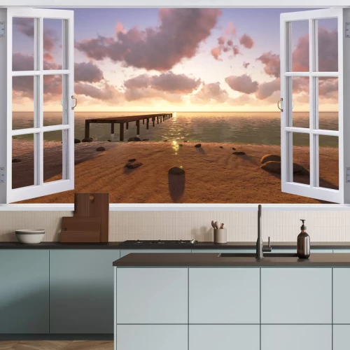 Fototapete Fenster strand