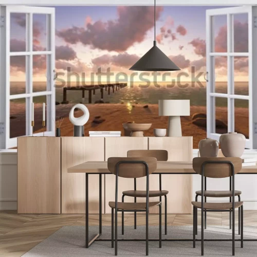 Fototapete Fenster strand