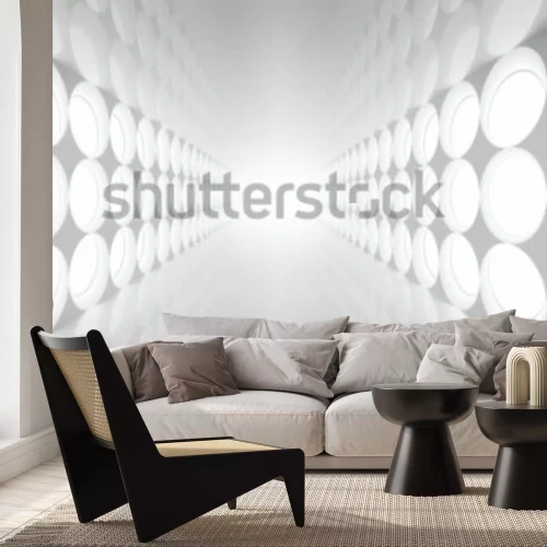 Fototapete Abstrakter Tunnel in Weiß