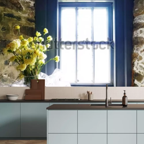 Fototapete Blumenvase vor dem fenster