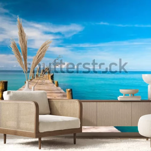 Fototapete Steg am azurblauen Ozean