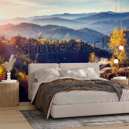 Fototapete Landschaft Sonnenaufgang über den Bergen