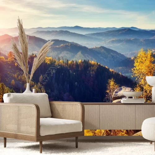 Fototapete Landschaft Sonnenaufgang über den Bergen