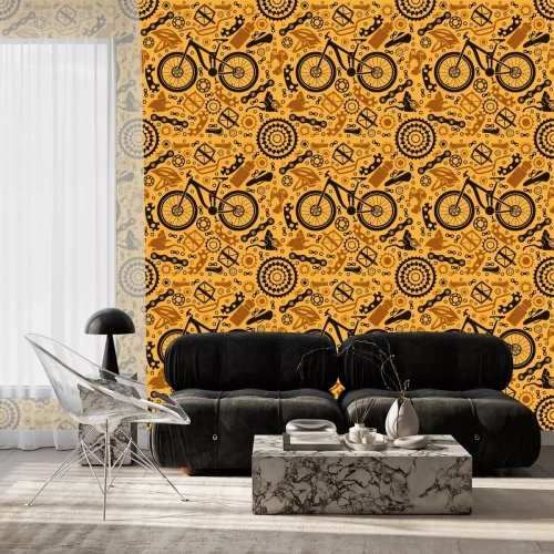 Tapete Seamless pattern of bicycle parts. Vector image.