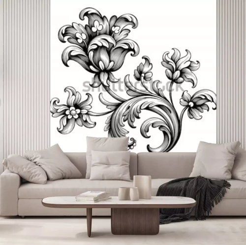 Sticker Tulpe auf Vintage-Ornament